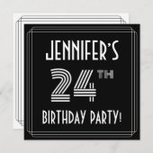 24e verjaardag: Art Deco Style met aangepaste naam Kaart (Voorkant / Achterkant)