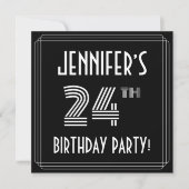 24e verjaardag: Art Deco Style met aangepaste naam Kaart (Voorkant)