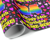 24e verjaardag: Beeldende hartenpatronen, regenboo Cadeaupapier (Rol Hoek)