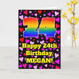 24e verjaardag: Beeldende hartenpatronen, regenboo Kaart