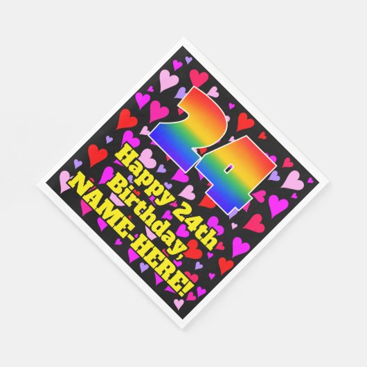 24e verjaardag: Beeldende hartenpatronen, regenboo Servet (Hoek)