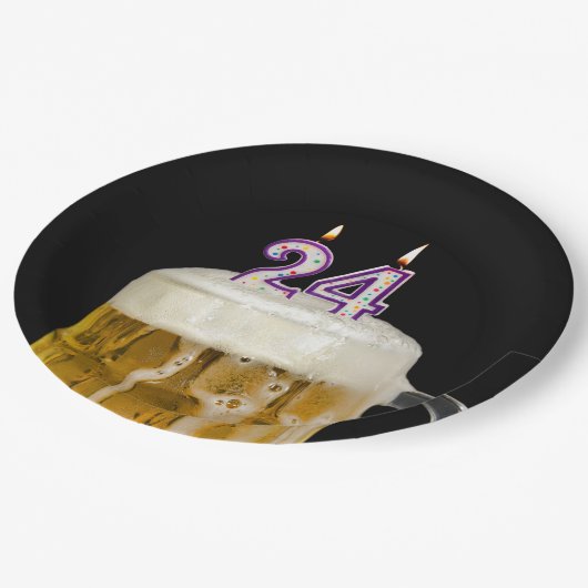 24e verjaardag bier op zwart Bord (Gekanteld)