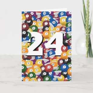 24e verjaardag biljartballen kaart