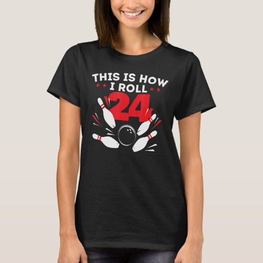 24e verjaardag Bowling 24 jaar oud bday T-shirt (Voorkant)