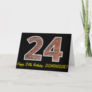 24e verjaardag - Brick Wall Pattern "24" met naam Kaart