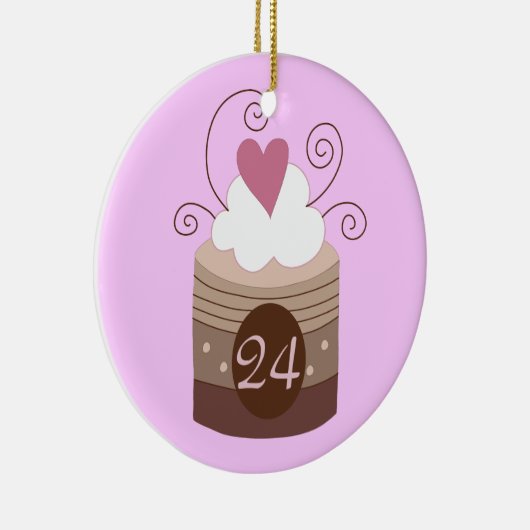 24e verjaardag cadeauideeën voor haar keramisch ornament (Rechts)