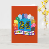 24e verjaardag cadeaus met diverse ballonnen Desig Kaart (Gele Bloem)