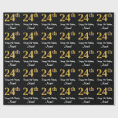 24e verjaardag: Elegant Luxe Faux Gold Look # Cadeaupapier (Vlak)