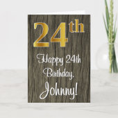 24e verjaardag: Elegante nepgoud look #, Nep Hout Kaart (Voorkant)