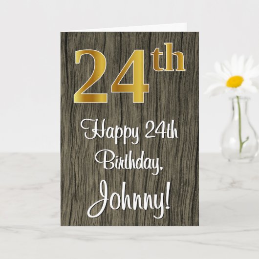 24e verjaardag: Elegante nepgoud look #, Nep Hout Kaart (Kleine Plant)