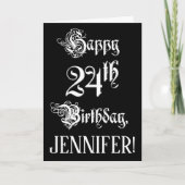 24e verjaardag: Fancy, elegant script + aangepaste Kaart (Voorkant)
