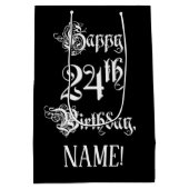 24e verjaardag: Fancy, elegant script + aangepaste Medium Cadeauzakje (Achterkant)