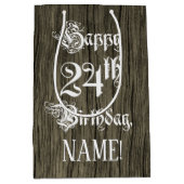 24e verjaardag: Fancy, Faux Wood Kijk + Aangepaste Medium Cadeauzakje (Voorkant)