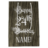 24e verjaardag: Fancy, Faux Wood Kijk + Aangepaste Medium Cadeauzakje (Achterkant)