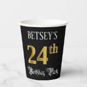 24e verjaardag — Fancy script, Faux Gold look Papieren Bekers (Voorkant)
