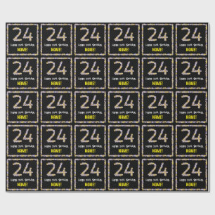 24e verjaardag: Floral Flowers Number, Custom Name Cadeaupapier