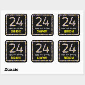 24e verjaardag: Floral Flowers Number, Custom Name Vierkante Sticker (Vel)