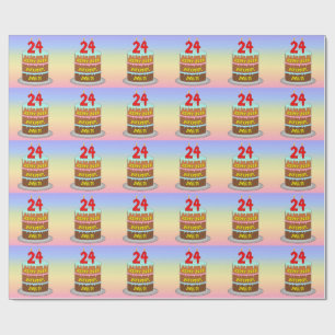 24e verjaardag: Fun Cake and Candles + Custom Name Cadeaupapier