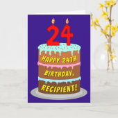 24e verjaardag: Fun Cake and Candles + Custom Name Kaart (Gele Bloem)