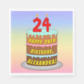 24e verjaardag: Fun Cake and Candles + Custom Name Servet (Voorkant)