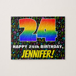 24e verjaardag — Fun, Colorful Music Symbols & "24 Legpuzzel