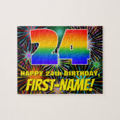 24e verjaardag: Fun, kleurrijk gevuurwerk Legpuzzel (Horizontaal)