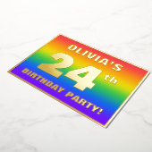 24e verjaardag: Fun, kleurrijk regenboogpatroon Folie Uitnodiging (Gedraaid)