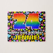 24e verjaardag — Fun, liefhebbende hartvormen + "2 Legpuzzel (Horizontaal)