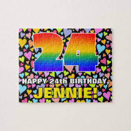 24e verjaardag — Fun, liefhebbende hartvormen + "2 Legpuzzel
