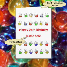 24e verjaardag gepersonaliseerde cupcakes kaart