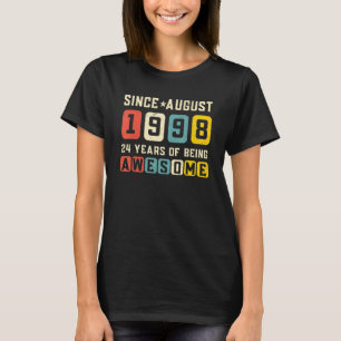 24e verjaardag Geweldige sinds augustus 1998 Vinta T-shirt