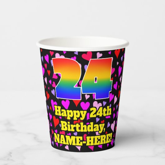 24e verjaardag: Het liefhebbende Kunstpatroon, Reg Papieren Bekers (Achterkant)