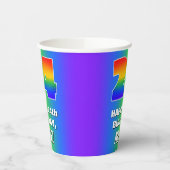 24e verjaardag: kleurrijk, vun regenboogpatroon #  papieren bekers (Links)