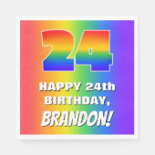 24e verjaardag: kleurrijk, vun regenboogpatroon # servet (Voorkant)