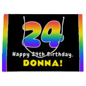 24e verjaardag: kleurrijke regenboog # 24, Naam va Groot Cadeauzakje (Voorkant)