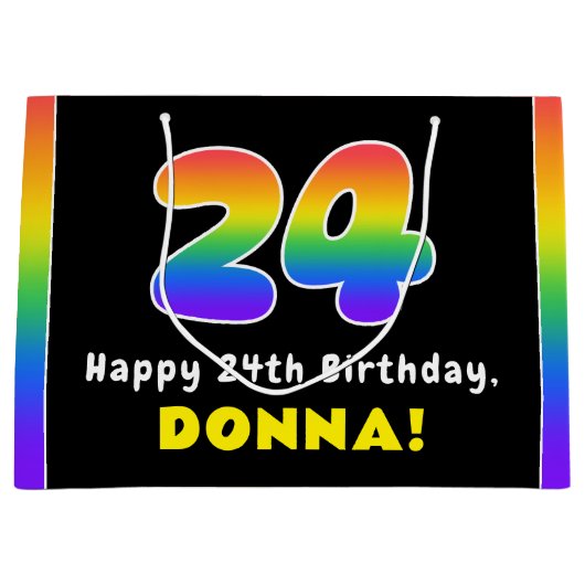 24e verjaardag: kleurrijke regenboog # 24, Naam va Groot Cadeauzakje (Voorkant)
