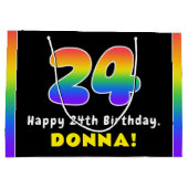 24e verjaardag: kleurrijke regenboog # 24, Naam va Groot Cadeauzakje (Achterkant)