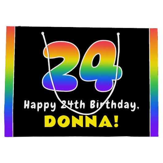 24e verjaardag: kleurrijke regenboog # 24, Naam va Groot Cadeauzakje (Achterkant)