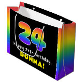 24e verjaardag: kleurrijke regenboog # 24, Naam va Groot Cadeauzakje (Voorkant Gekanteld)