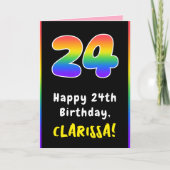 24e verjaardag: kleurrijke regenboog # 24, Naam va Kaart (Voorkant)