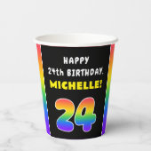 24e verjaardag: kleurrijke regenboog # 24, Naam va Papieren Bekers (Achterkant)