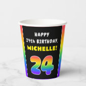 24e verjaardag: kleurrijke regenboog # 24, Naam va Papieren Bekers (Voorkant)