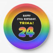 24e verjaardag: kleurrijke regenboog # 24, Naam va Papieren Bordje (Voorkant)