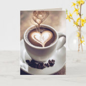 24e verjaardag Koffie met hart Kaart (Gele Bloem)