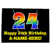 24e verjaardag ~ Leuk, Kleurrijk, Levendig, Regenb Groot Cadeauzakje (Achterkant)