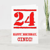 24e verjaardag: Leuk, rood rubberen stempel geïnsp Kaart (Voorkant)