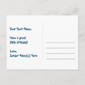 24e verjaardag: leuk sterrenpatroon, regenboog 24, briefkaart (Achterkant)