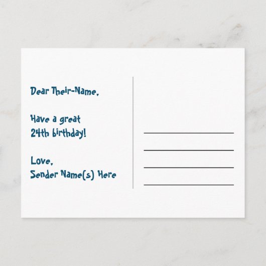 24e verjaardag: leuk sterrenpatroon, regenboog 24, briefkaart (Achterkant)