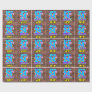 24e verjaardag: Leuk, Urban Graffiti geïnspireerd  Cadeaupapier