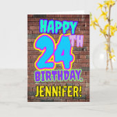 24e verjaardag - Leuk, Urban Graffiti geïnspireerd Kaart (Gele Bloem)